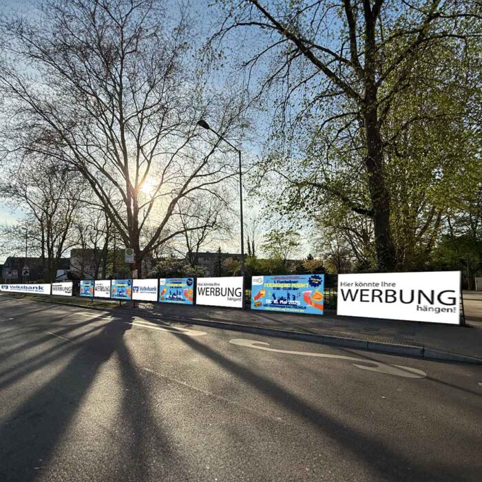 Fischelner Feierabendmarkt Sponsoring: Zaunwerbung